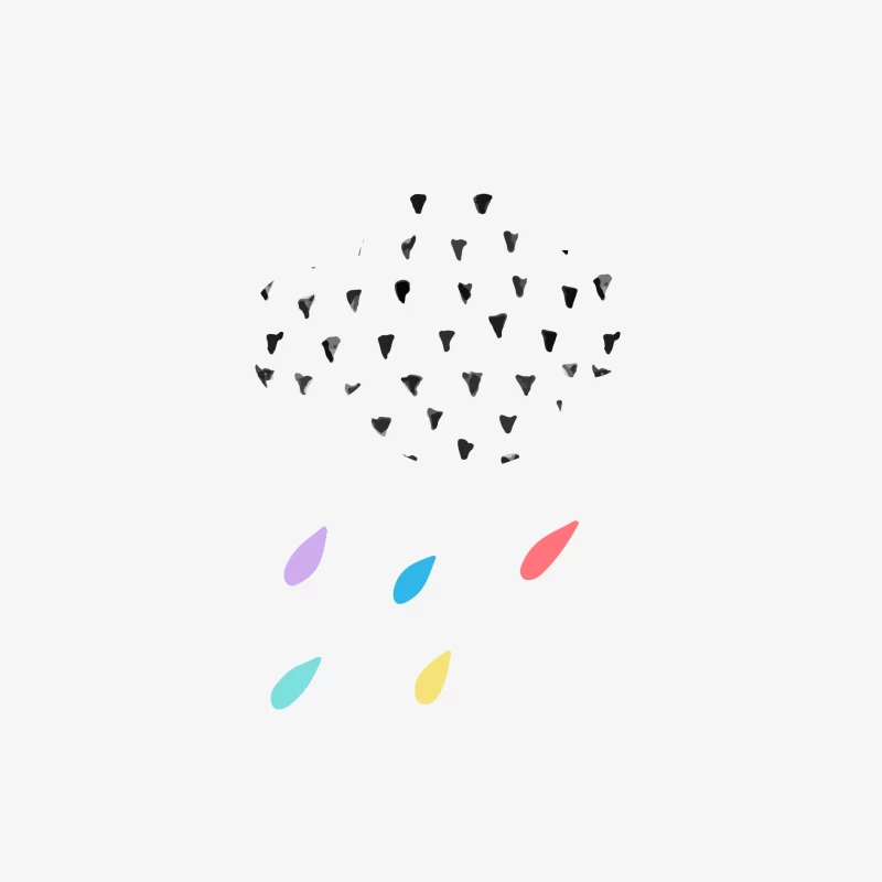 Pluie de couleurs sous un nuage pointillé Homme Manches Longues T-Shirt