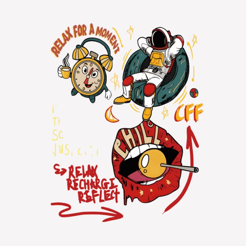 Entspannen Sie für einen Moment mit Astronaut und Wecker Herren T-Shirt