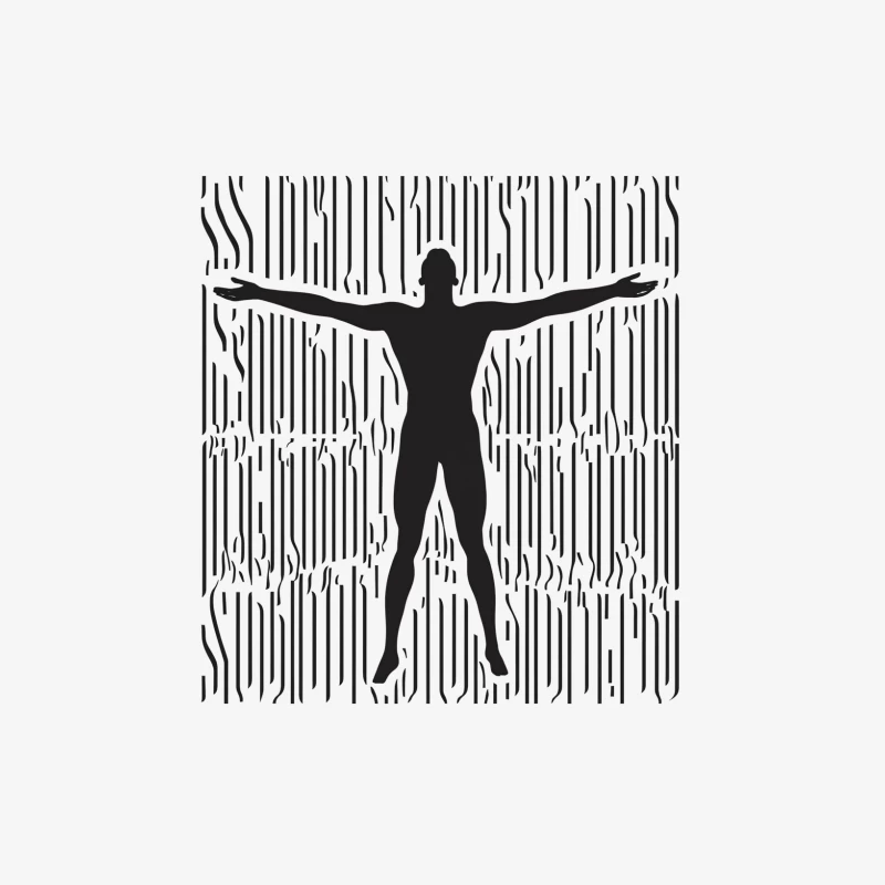 Silhouetted Figure with Outstretched Arms on Abstract Striped Background Female Long Sleeve T-Shirt