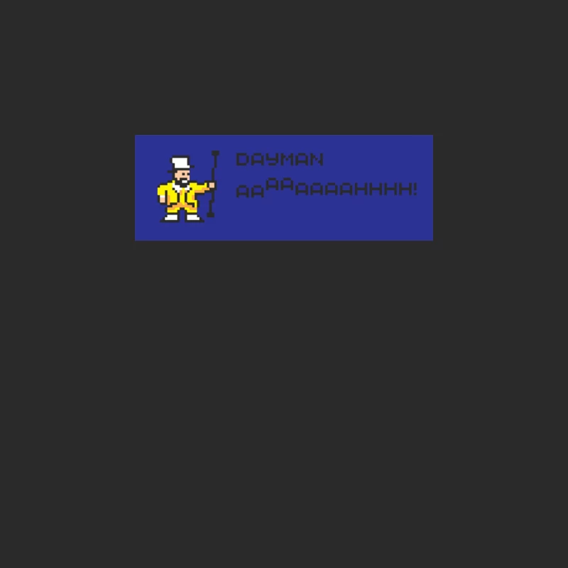 Retro Pixel Art: Dayman Character Shouting on Blue Background Baseball Cap