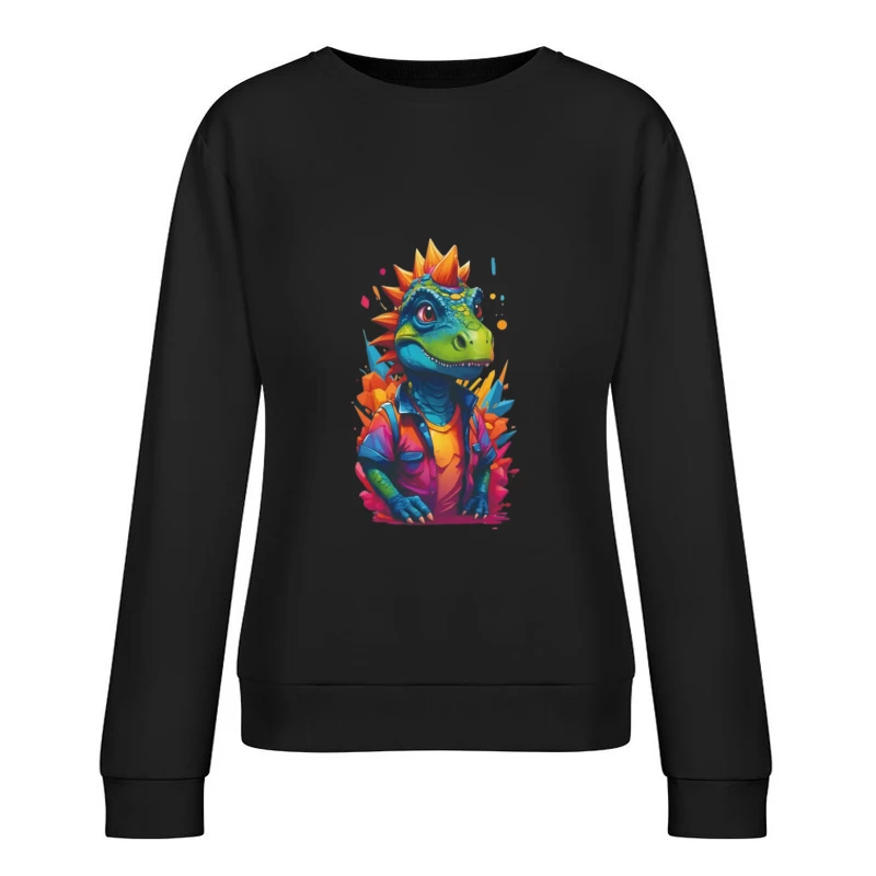 Bunter Dinosaurier mit Hemd Damen Pullover Sweatshirt
