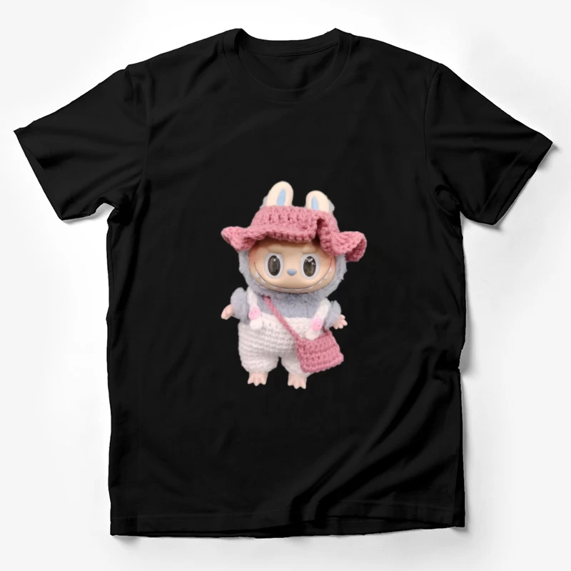 Niedliche Puppe im Hasenkostüm mit gestrickter Mütze Herren T-Shirt