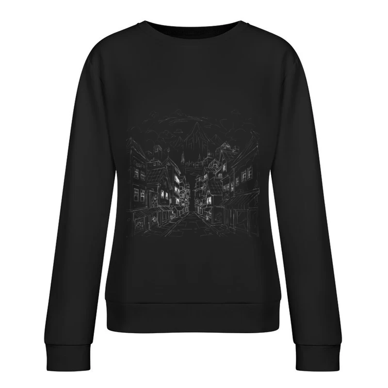 Charming Village with Mountains Female Pullover Sweatshirt