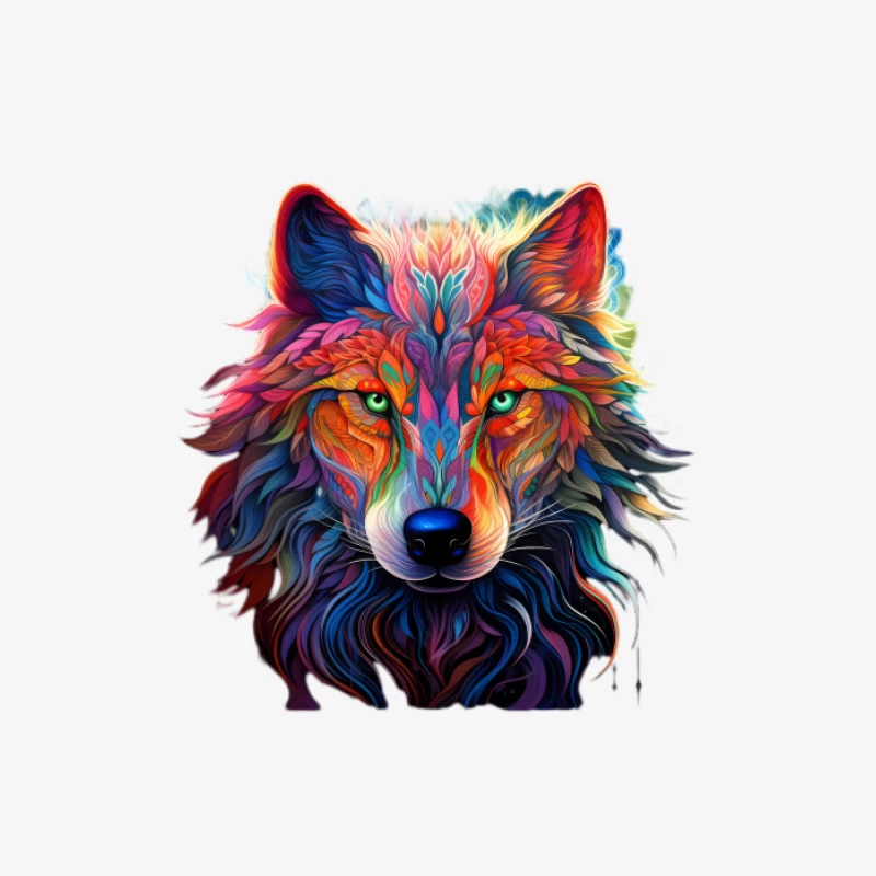 Bunter Wolf im Kunstdesign Damen Pullover Sweatshirt