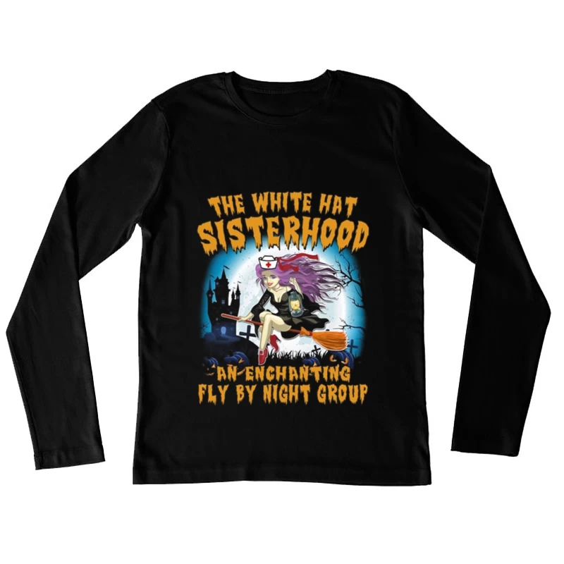Sœur sorcière sur balai Femme Manches Longues T-Shirt