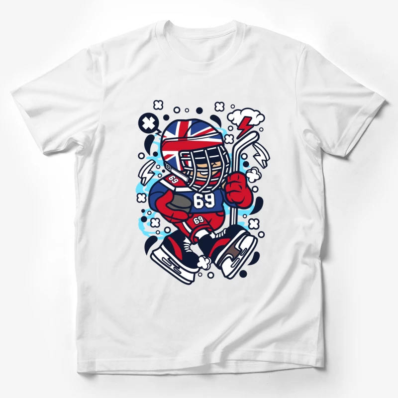 Hockey britannique avec mascotte énergique Homme T-Shirt
