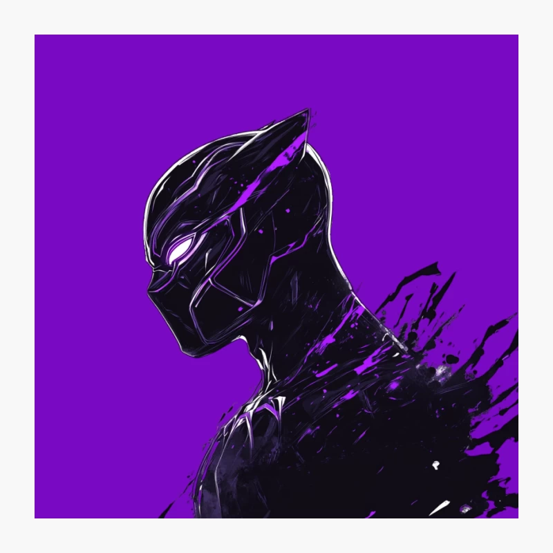 Black Panther Glowing Purple Black Panther Silhouette in Comic Art Style Pin