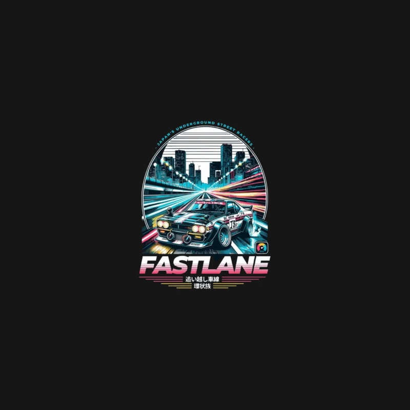 Retro Sports Car Racing Through Neon Cityscape - Synthwave Style Desk Mat