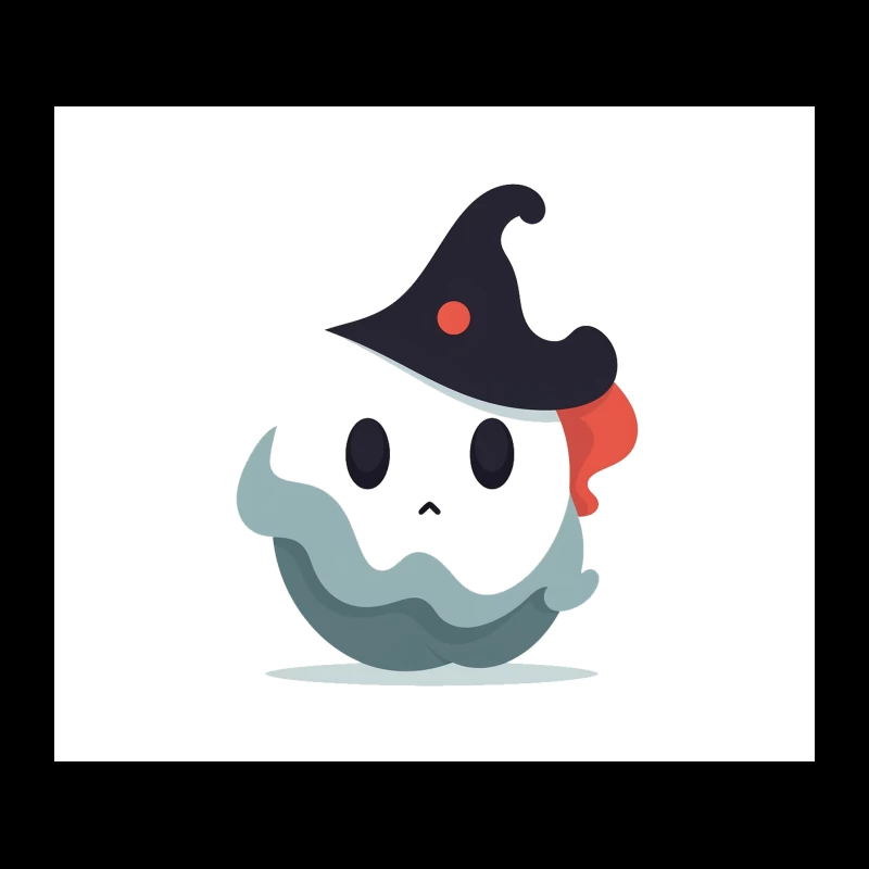 Cute Cartoon Ghost with Witch Hat Tapestry