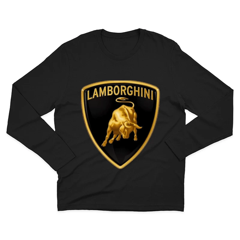 Lamborghini Luxury Automotive Brand Logo with Golden Bull Emblem Male Long Sleeve T-Shirt