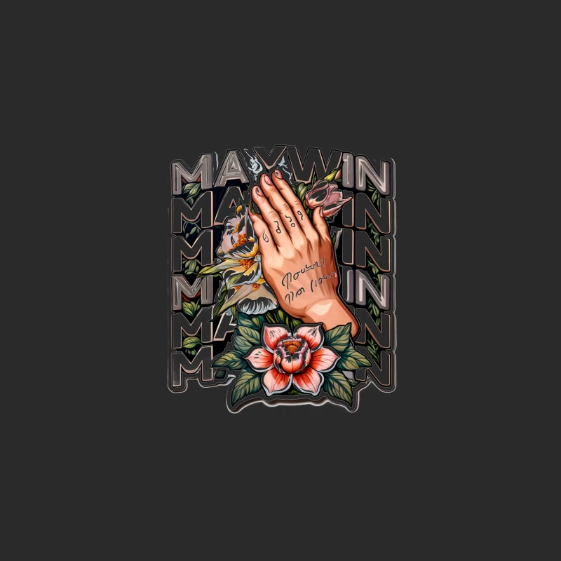 Praying Hands with Floral Design Baseball Cap