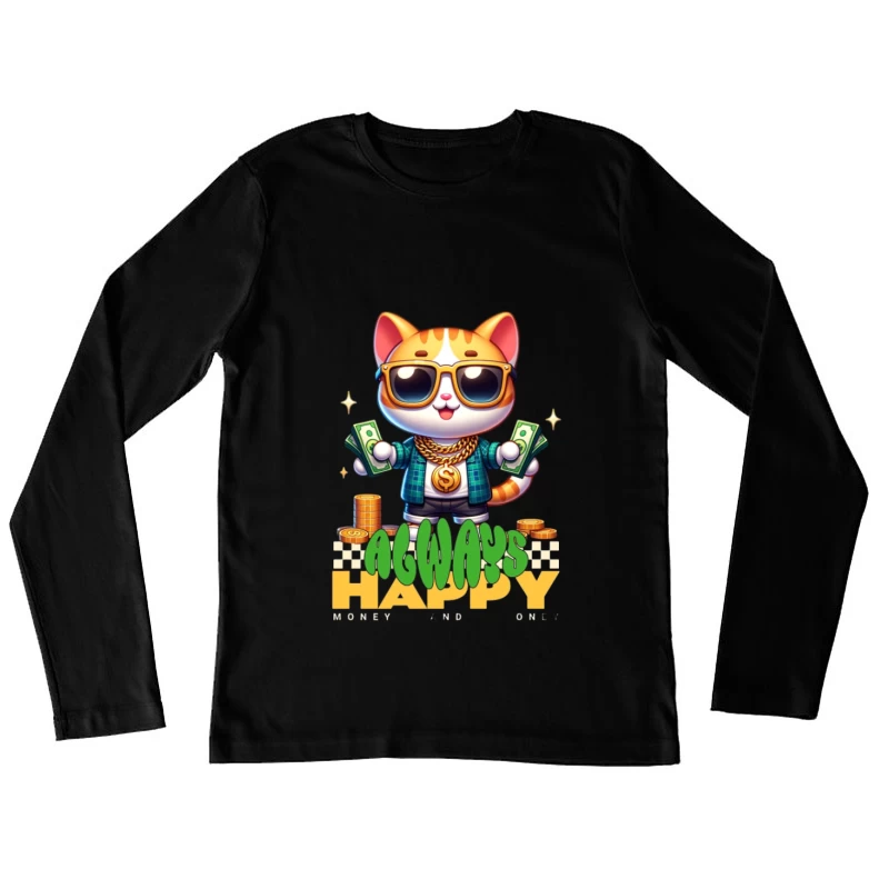 Chat riche avec de l'argent Femme Manches Longues T-Shirt