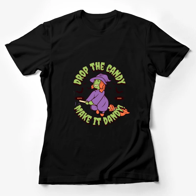 Sorcière sur Balai: Graphisme d'Halloween Mignon Femme T-Shirt