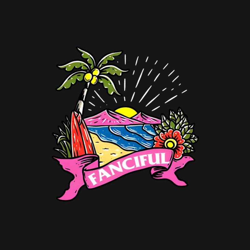 Fantasievolle Strandlandschaft Herren Langarm T-Shirt