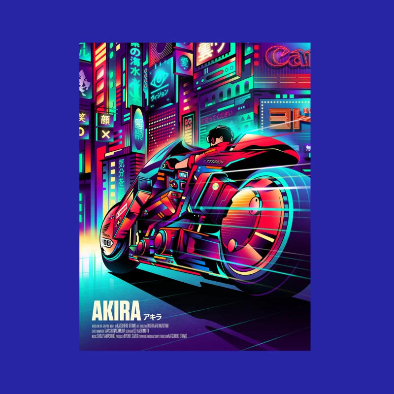 Cyberpunk Akira Motorcycle in Neon City Male Tank Top