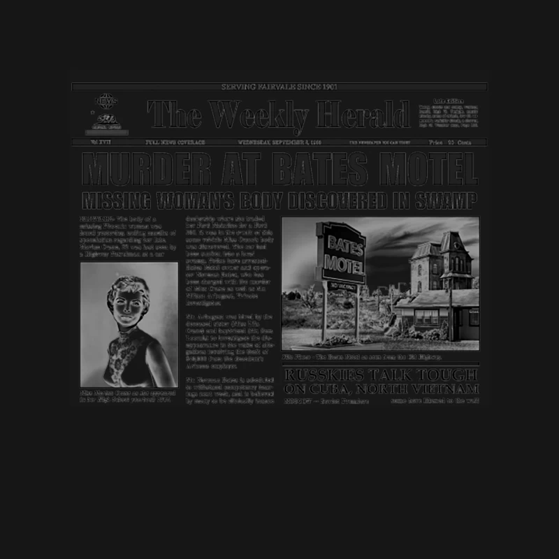 Murder at Bates Motel Newspaper Mouse Pad