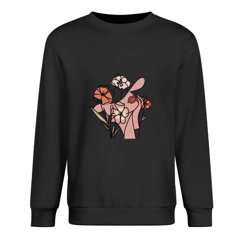 Abstrakte Hand mit Blumen Herren Pullover Sweatshirt