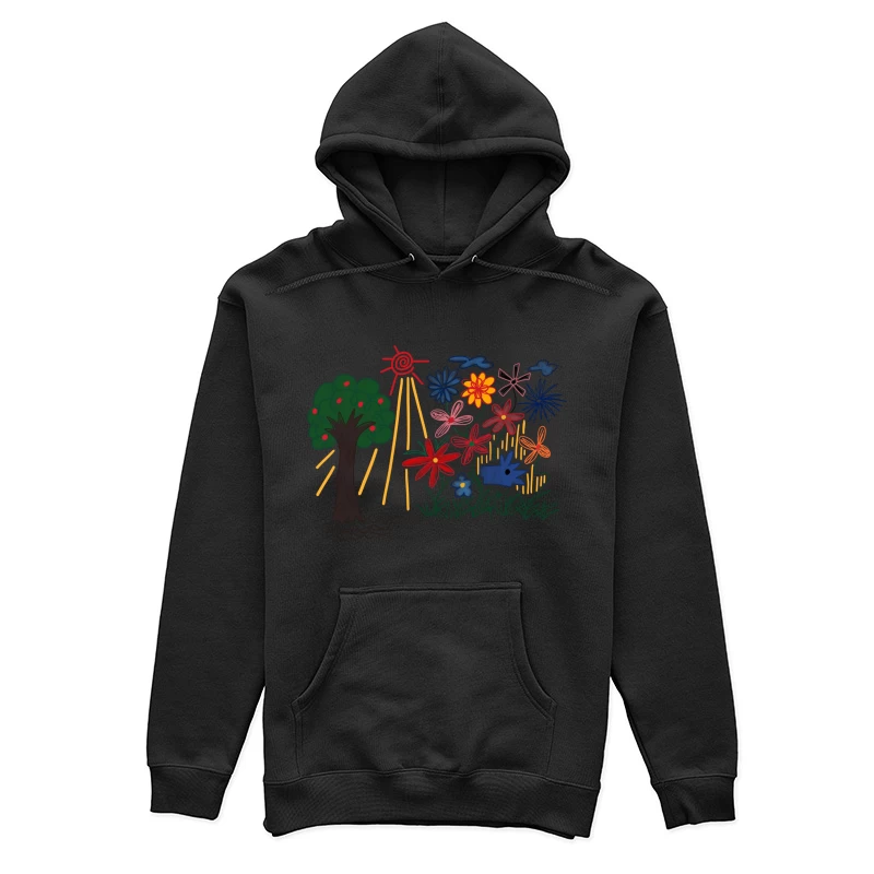 Bunte Blumen und Baum im Sonnenschein Damen Pullover Hoodie