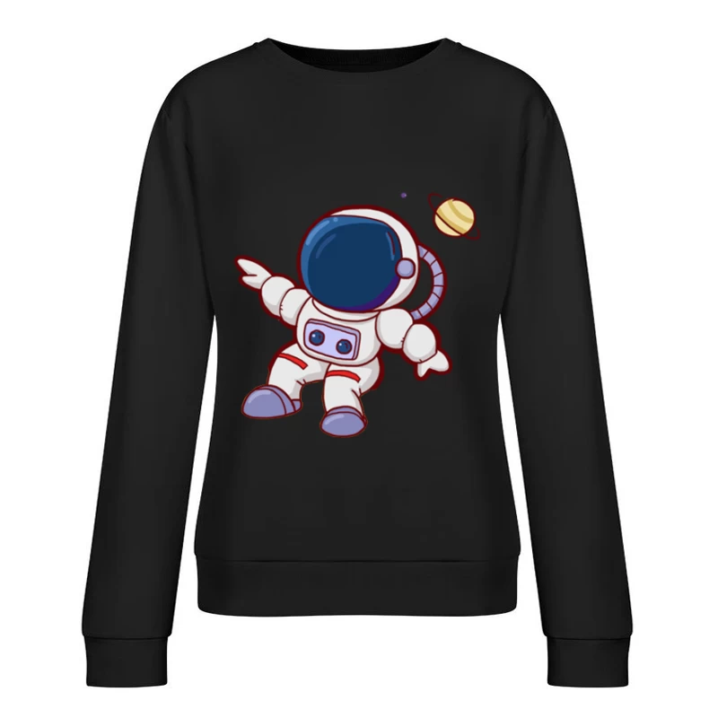 Astronaut im Weltraum mit Planet Damen Pullover Sweatshirt
