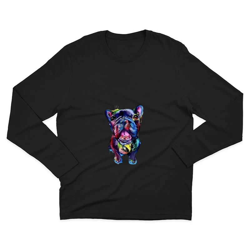 Bunter Hundeporträt in Pop-Art Herren Langarm T-Shirt