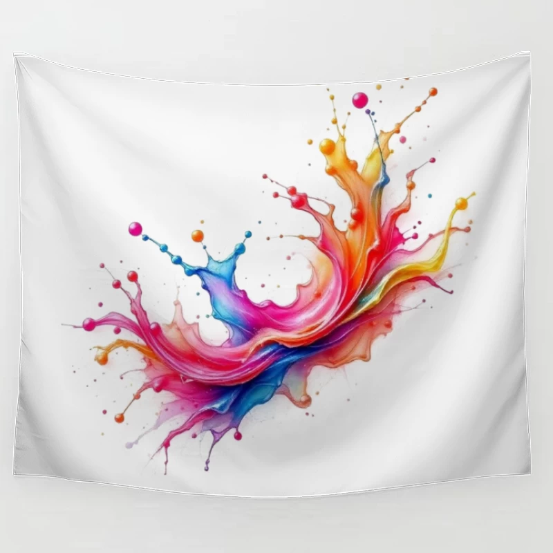 Vibrant Rainbow Watercolor Splash Abstract Tapestry