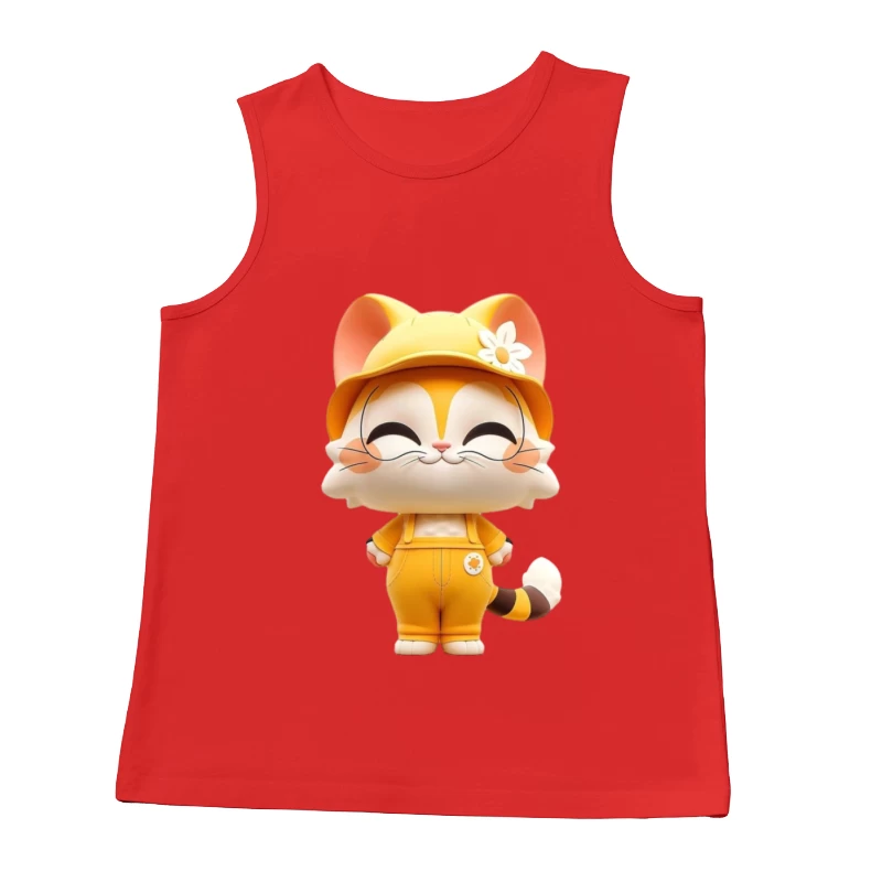 Fröhliche Cartoon-Katze in gelbem Outfit Herren Tanktops