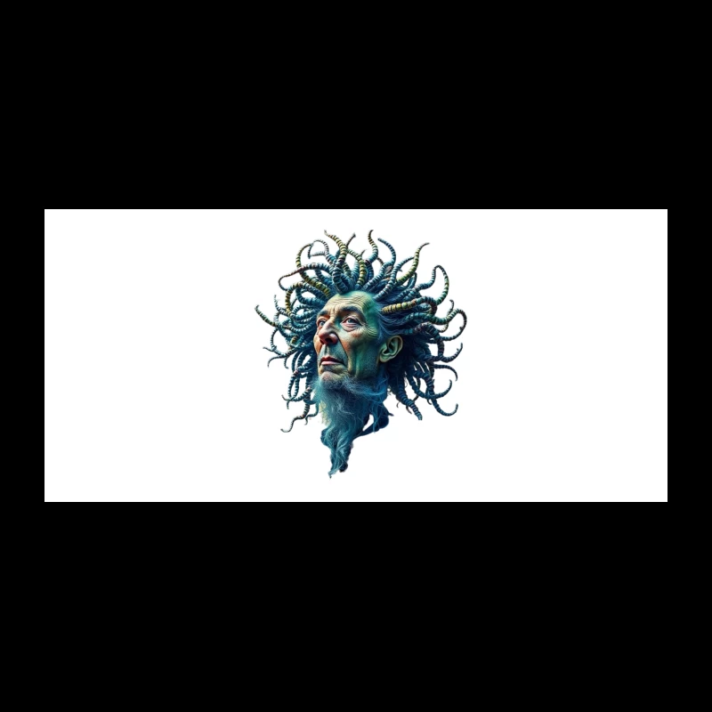 Surreal Medusa-Inspired Portrait with Blue Tentacles Coffee Mug