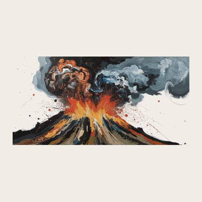 Explosive Volcanic Eruption: Abstract Painting of Lava and Smoke Bucket Hat