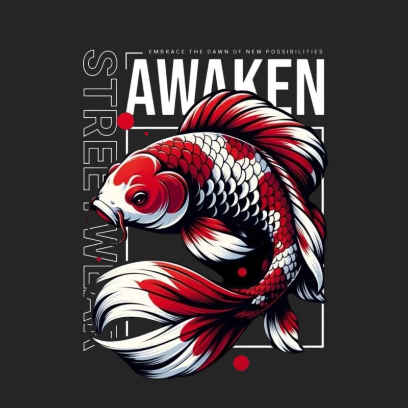 Koi Fish Art with Awakening Theme Male Pullover Sweatshirt