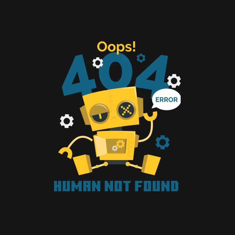 Cute 404 Error Robot: "Human Not Found" Tech Humor Illustration Mouse Pad