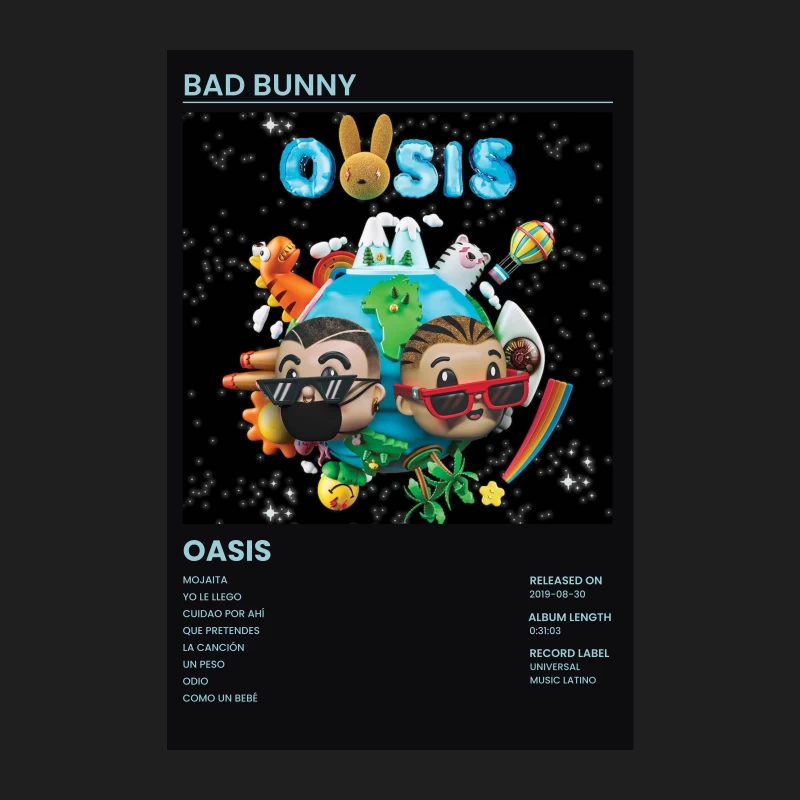 Bad Bunny's Oasis: Whimsical Space-Themed Album Art Male Tank Top