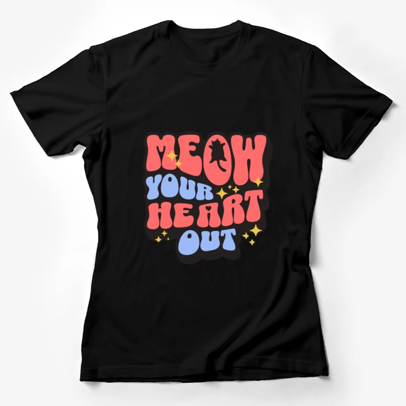 Meow-Motiv mit Herzen Damen T-Shirt
