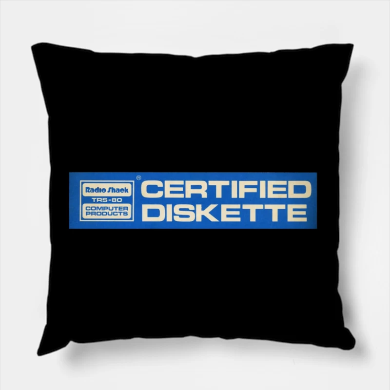 Vintage Radio Shack TRS-80 Certified Diskette Label Throw Pillow