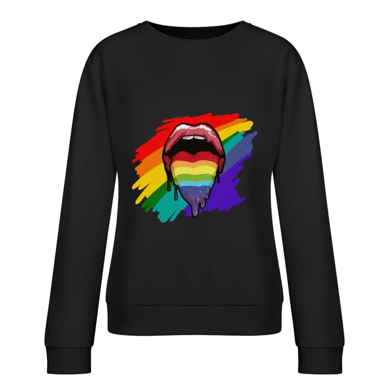 Regenbogenlippen Kunst Damen Pullover Sweatshirt