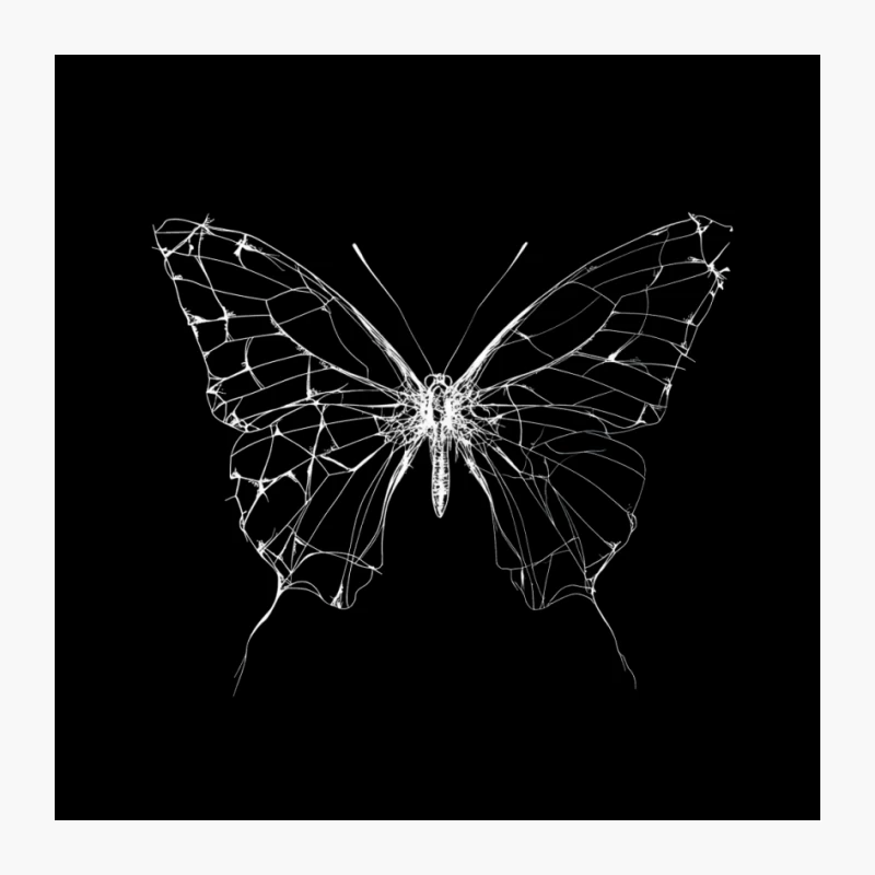 Monochrome Butterfly Sketch: Delicate Line Drawing of Winged Insect Pin