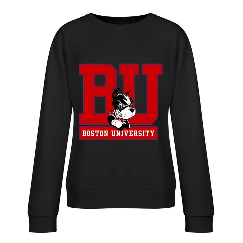 Boston University Logo with Terrier Mascot Female Pullover Sweatshirt