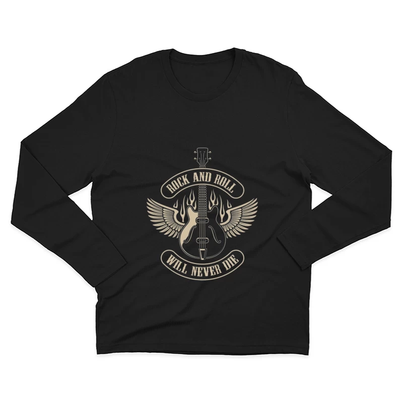 Rock and Roll Guitar Design Male Long Sleeve T-Shirt