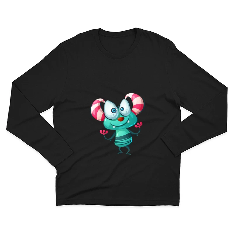 Créature colorée extraterrestre avec cornes rayées Homme Manches Longues T-Shirt