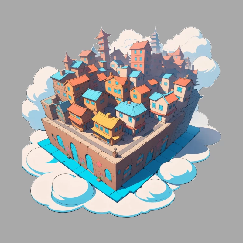 Whimsical Colorful City in the Clouds Female Pullover Hoodie