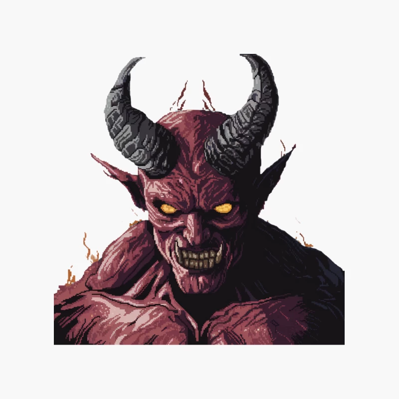 Demonic Red Devil with Horns: Evil Fantasy Creature Cotton Tote Bag
