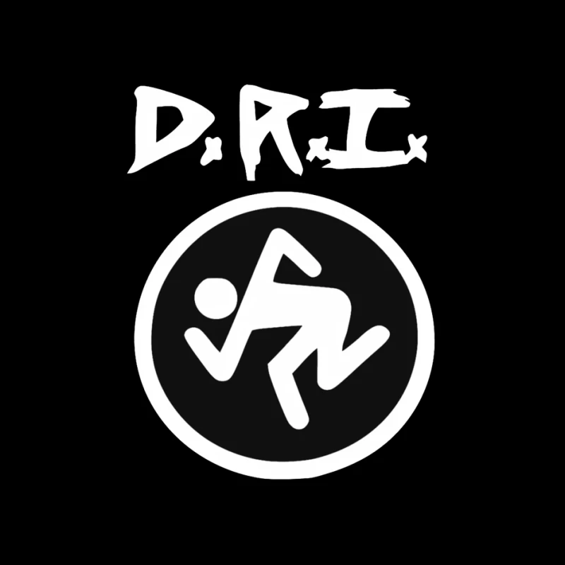 DRI Records Running Man Logo in Black and White Circle Pin