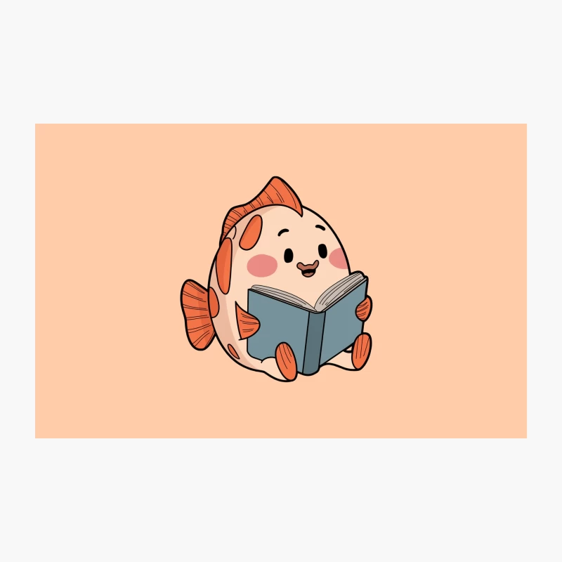 Cute Cartoon Fish Reading Book Travel Mug