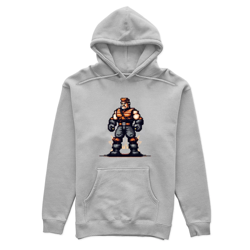 Retro Pixel Art Military Combat Hero Female Pullover Hoodie