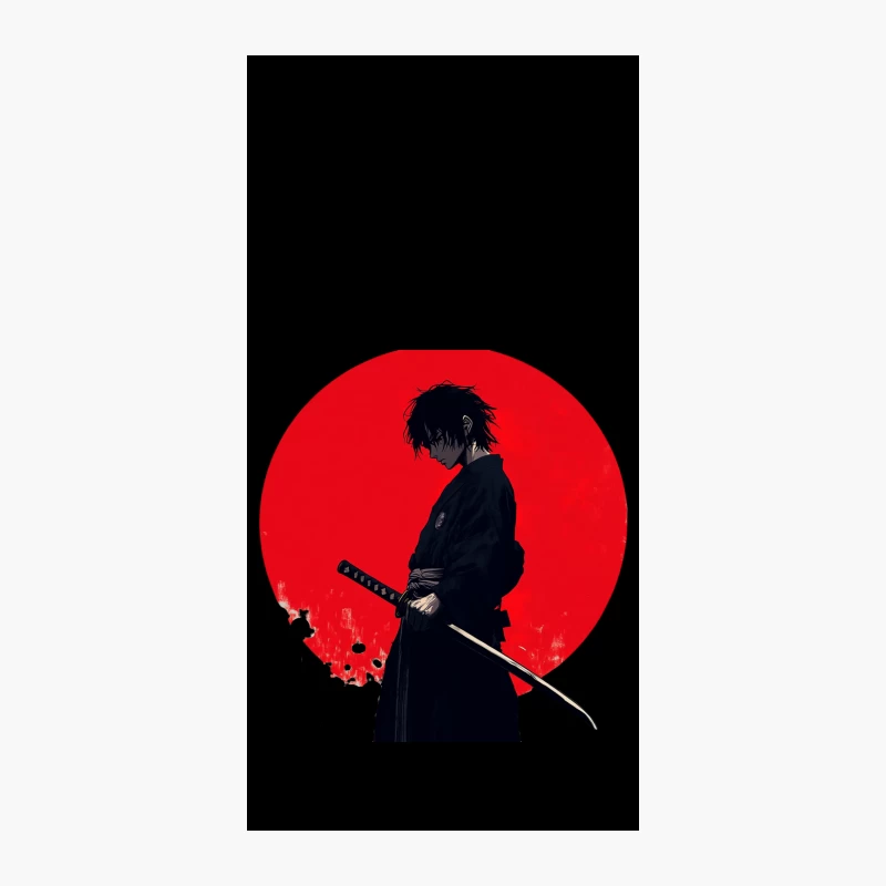 Silhouetted Samurai with Katana Against Red Sun iPhone Case