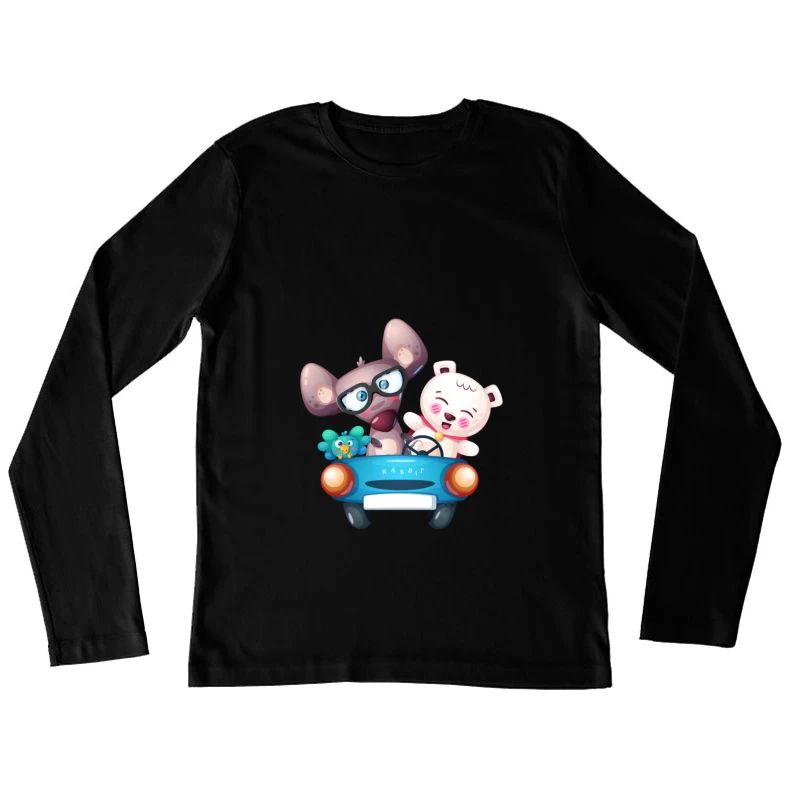 Animaux joyeux en voiture Femme Manches Longues T-Shirt