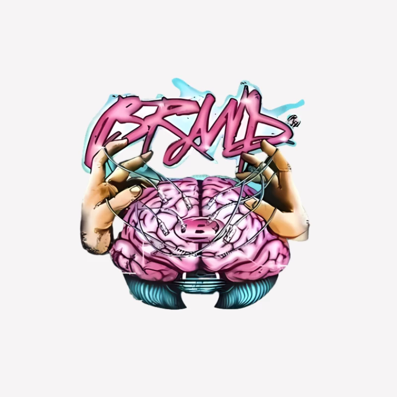 Design graphique avec cerveau et mains en style graffiti Homme T-Shirt