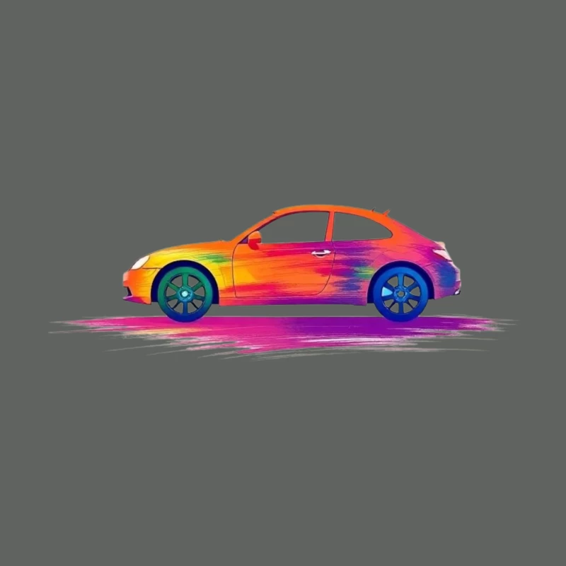 Artistic Side View of a Colorful Car Throw Pillow