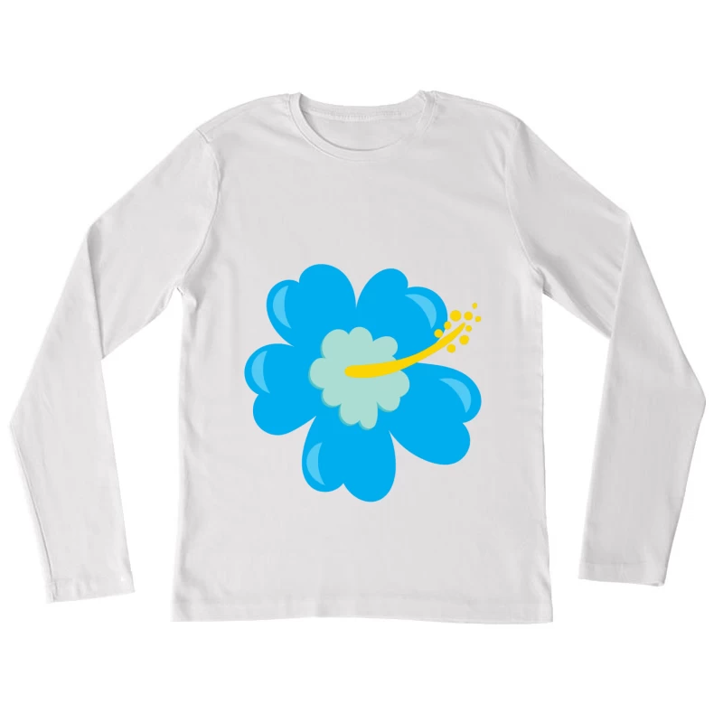 Fleur hibiscus bleue stylisée Femme Manches Longues T-Shirt