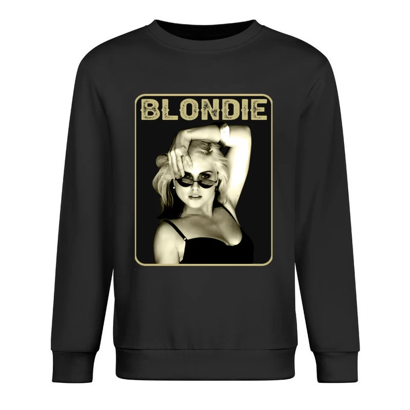 Vintage Black and White Fashion Portrait with Sunglasses Male Pullover Sweatshirt