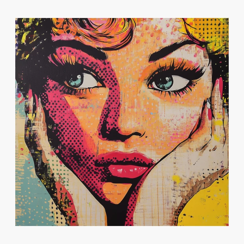 Vibrant Pop Art Portrait in Urban Graffiti Style Throw Pillow